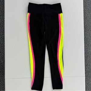 Neon Stripe Black Leggings - Women’s size XS